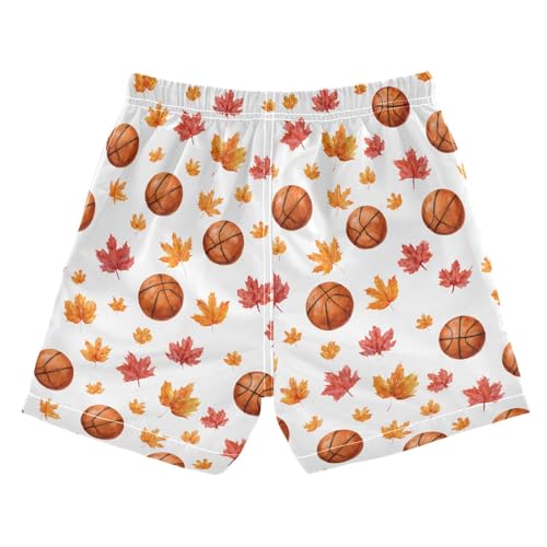 Boys Swim Trunks Quick Dry UPF 50+ Beach Board Shorts Kids Bathing Suits Swimsuit 2T Basketball Maple Leaf2