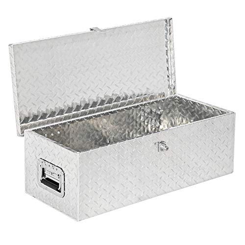 Tuffiom 30 Inch Aluminum Truck Tool Box Heavy Duty, Diamond Plate Trailer Pickup Atv Underbody Truck Bed Storage Toolboxes W/Lock & 2 Keys, Rectangle (30 Inch) #TOP2