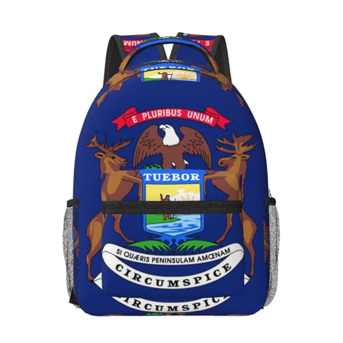 Sac à dos ordinateur portable imprimé drapeau du Michigan noir