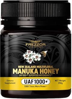 FREZZOR Premium New Zealand Raw Multifloral Manuka Honey with UAF1000+ Super Antioxidant, 230% More Bioactive, Best Support for Everyday Wellness, Antioxidant Superfood, 1 Jar (8.8oz/250g)
