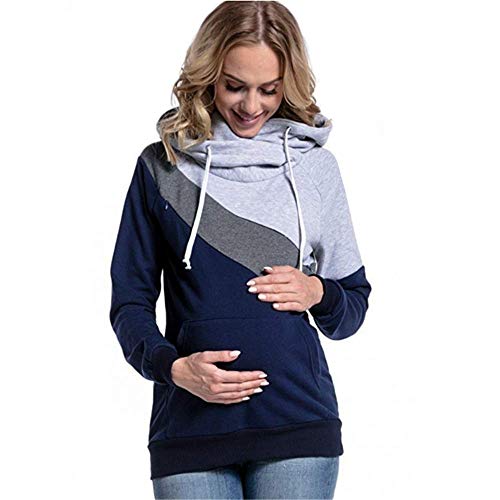 Beiersi Femme Pull Molletonné d'allaitement Fermeture éclair Ouverture Sweatshirt à Capuche pour Les Soins Infirmiers Enceintes (EU 40, Gris Clair) Cover