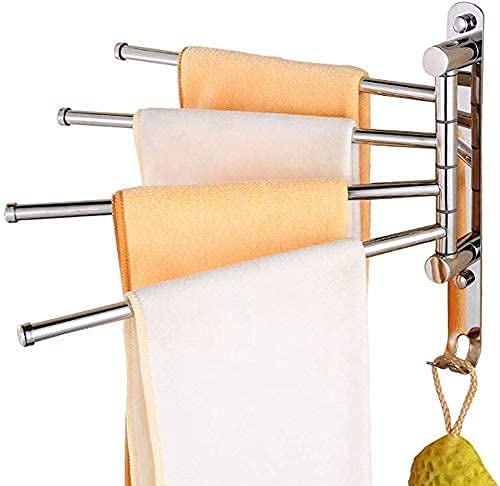 Porte-serviettes rotatif en acier inoxydable avec tablette de rangement murale de salle de bain