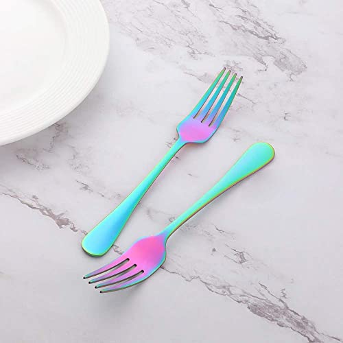 Mingyu Colored Salad Forks Set Of 12 - Small Dinner Forks 6.5-In Rainbow Stainless Steel Matte Titanium Fork Dessert Forks Dishwasher Safe For Home Restaurant Wedding&Party #TOP2