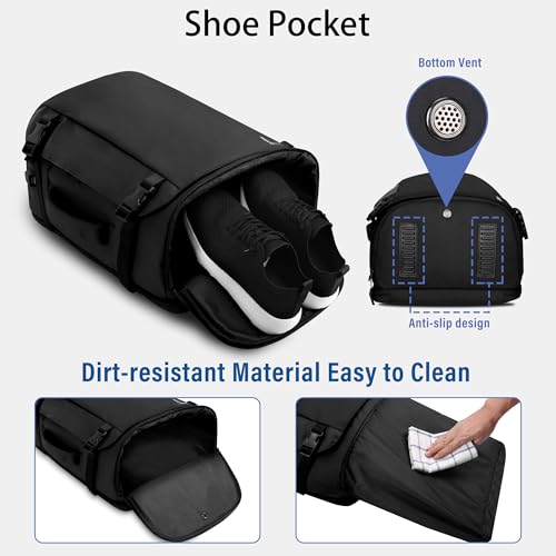 HOMIEE Travel Backpack 40L TSA Friendly Flight Approved Carry-on Luggage, Waterproof Business Computer Backpack Fits 17.3 Inch Laptop, Extra Large Weekender Bag with Shoe Compartment, Black4