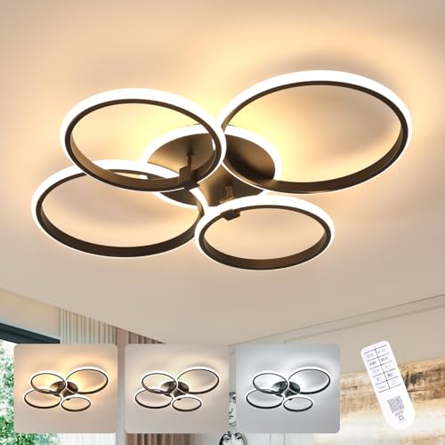Luminaire plafonnier noir de 39W avec télécommande 3000K-6500K
