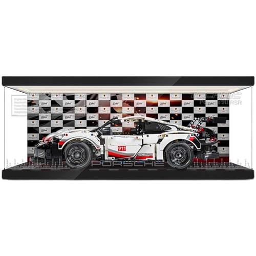 Vitrina acrílica a prueba de polvo compatible con Lego 42096 Porscha 911RSR con luz LED, funda protectora a prueba de polvo, vitrina a prueba de polvo para Lego 42096 (sin kit de modelo)