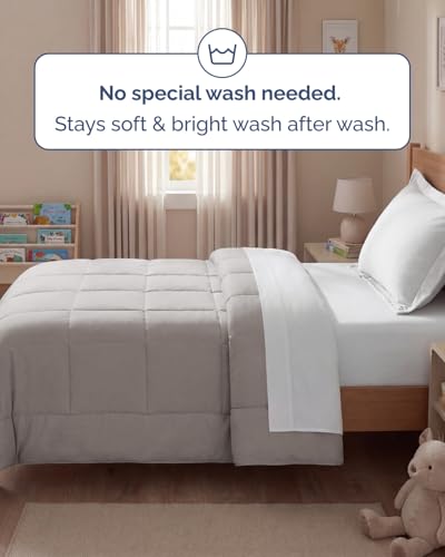 Image of Twin Size, Light Gray Alternative Down Comforter - Warm, Lightweight & Breathable Hotel Quality Bedding for Men, Women, Kids and Teens - All Season Oversized Cooling Microfiber Duvet Insert Comforter
