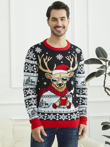 YIJIU Men's Ugly Christmas Sweater Long Sleeve Crew Neck Knitted Sweaters Xmas Holiday Funny Pullover Knitwear Tops - Image 6