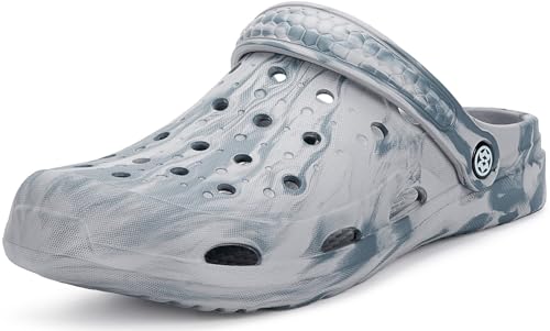 Image of Gaatpot Mens Womens Garden Clogs Shoes with Arch Support Unisex Gardening Slip on Sandals Beach Slippers Shoes Clog Grey,10-10.5 Women/8.5-9 Men