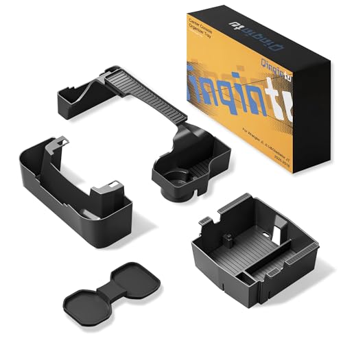 QINQINTU for Jeep Wrangler JL JLU 4XE(2018-2026) & Gladiator JT(2020-2026) Center Console Organizer Tray [Maximize Storage & US Patent] Cup Holder for Jeep Gladiator & Wrangler Accessories Black