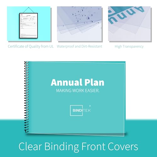 Image of Binditek 100 Pack Binding Covers Set, 11x17 Inches, 10Mil PVC & 16Mil Poly