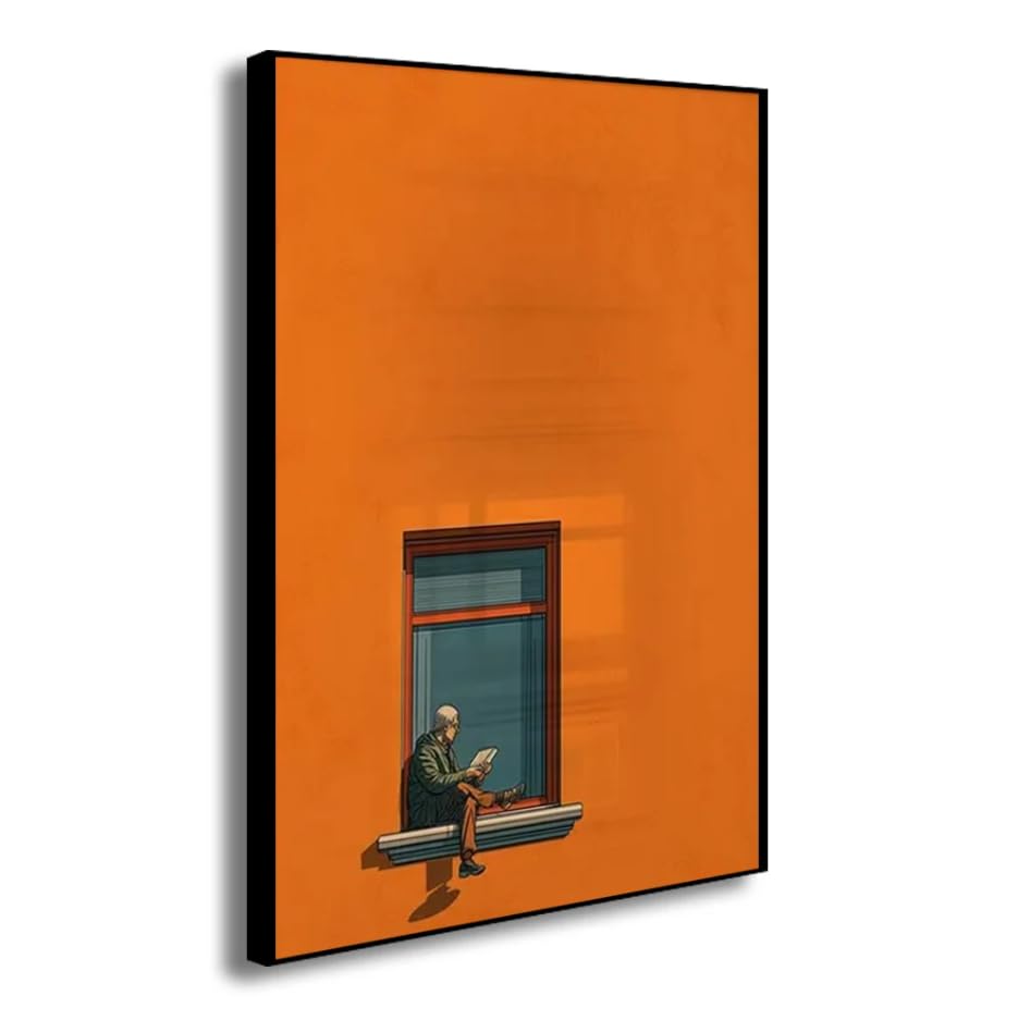 Póster minimalista en lienzo naranja Rumlly de 50x70 cm sin marco para amantes de los libros 4