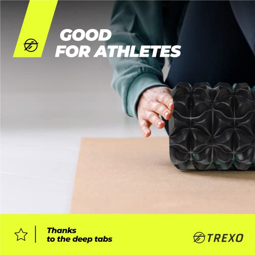 Rouleau de Massage Musculaire Longueur 33 cm et Diamètre 14 cm Mousse EVA et PVC Picots Noir pour Exercice à La Maison Pilates Yoga Stretching Physiothérapie – Image 3