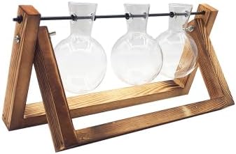 Swing Wooden Stand Hydroponic Plant Container Glass Vase for Home Decor (Type C)