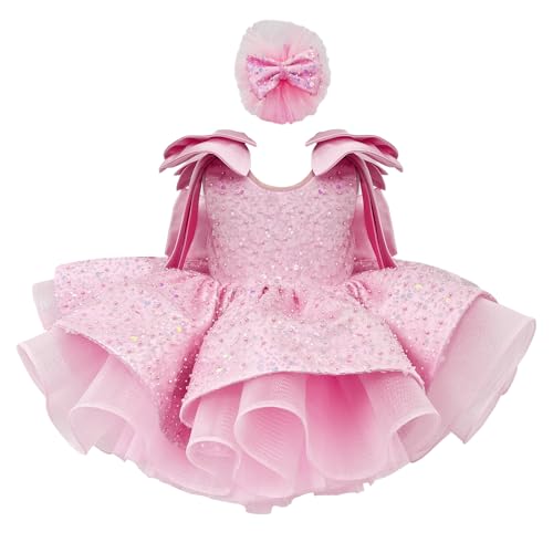 Fairy Tale Tutu Dress for Girls – Sparkly Party Dress with Sequin Bow Headband for Birthdays and Celebrations