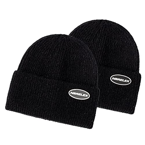NBRELEX 2 Pack Winter Beanie Hats, Knit Beanie Hats for Men Women Cuff Ski Skull Beanie Unisex Warm Winter Hats for Couple