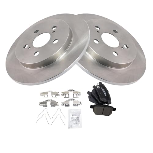 Image of TRQ Rear Ceramic Brake Pad and Rotor Set Compatible with 09-10 Toyota Corolla | 14-18 Corolla | 10-20 Prius | 12-15 Prius Plug-In | 17-20 Prime | 19-20 Awd-E | 09-13 Matrix