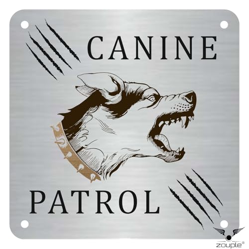 Image of Beware of Dog Sign, Canine Dobermann, 6x6 Inch, Durable Steel, Dual Mount