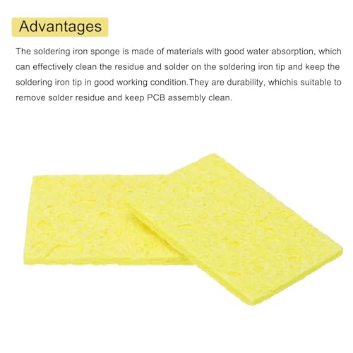 Image of MECCANIXITY 25PCS Soldering Sponge 50 x 35mm Rectangle Yellow Cleaning Pad Welding Tip Iron Replacement for Cleaning Soldering Iron 2mm Natural Thickness 11mm Water Absorption Thickness