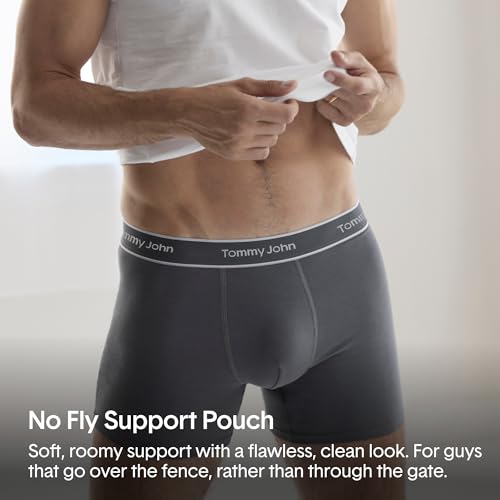 Tommy John Men's Essential Cool Cotton Stretch Boxer Brief Underwear - 6" 3-Pack, Breathable, Moisture-Wicking, Support Pouch3