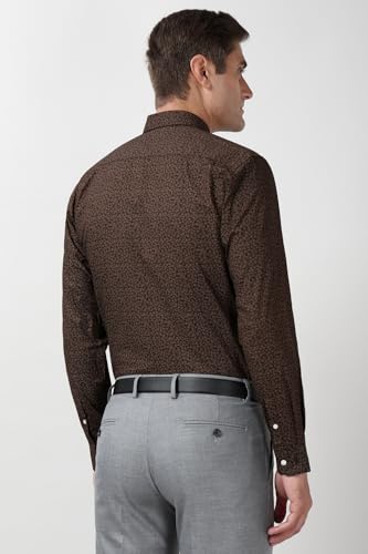 Image of Peter England Men's Printed Formal Shirt with Nature-Inspired Motifs - 100% Cotton, Full Sleeves, Regular Fit