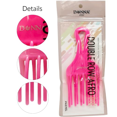 Peine DONNA doble fila Afro Pik rosa pastel miniatura 2