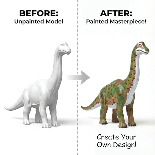 Image of Unscroo DIY 3D Model Painting Kits - Dinosaurs, Ice Age Animals & Unicorns - 3D Printed Art & Craft Hobby Gift for Kids, Teens & Adults - Return Gift Sets (Brachiosaurus Single)