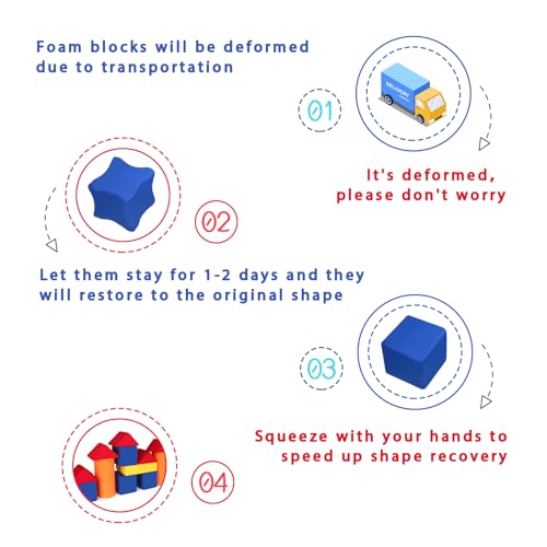 Image of Toddler Foam Building Blocks, 4 Kinds of Shapes Colourful Stacking Block Sets for Kids, Soft Foam Building Blocks Throwing Toys