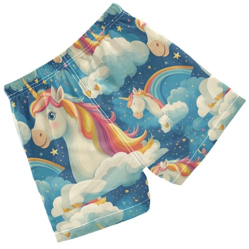 Pigsaly Boys Swim Trunks Happy Unicorns Gold Hearts Boys Board Shorts Swimsuit Swimwear Summer Bathing Suit S2
