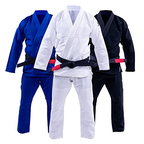 Progress Jiu Jitsu Academy Gi | Kimono BJJ ligero con cinturón blanco gratis | Kimono BJJ para hombres y mujeres | Kimono Jiu Jitsu resistente a roturas para entrenamiento y competición | Kimono para