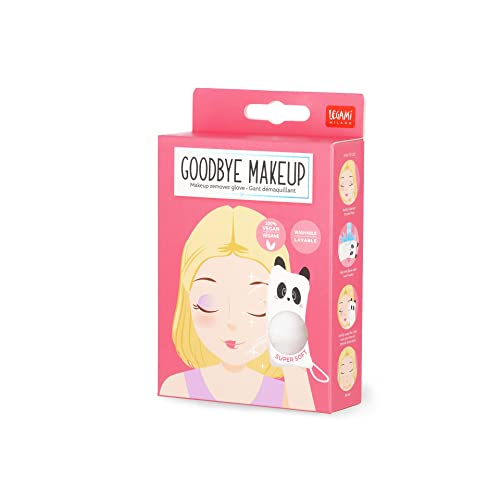 Legami - Waschhandschuh, wiederverwendbar, weicher Stoff, entfernt Gesichts-Make-up, waschbar, hypoallergen, umweltfreundlich, 12 x 19 cm, Panda-Motiv