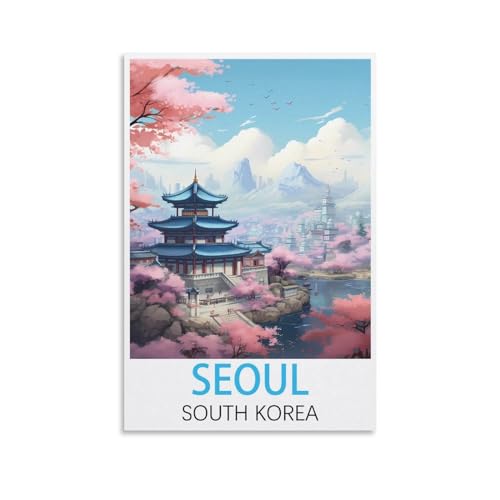 HWJJUII Affiches murales vintage sur toile de Séoul Corée du Sud, décoration murale moderne pour chambre à coucher (20 x 30 cm)