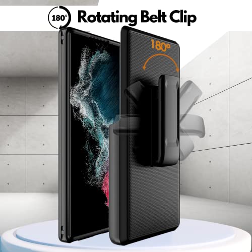 Cbus Wireless Heavy-Duty Phone Case With Holster Belt Clip For Samsung Galaxy S22 Ultra (Black) #TOP7