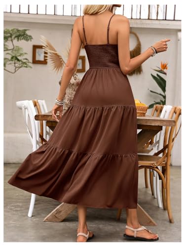 Image of BEAUDRM Women's Summer Maxi Dresses Boho Summer Wedding Guest Dress Beach Vacation Outfits Cruise Flowy Milkmaid Sundresses