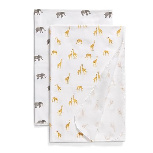 Image of Delta Children 100% Cotton Flannel Baby Receiving Blankets for Girls and Boys – 30x30 Inches (Pack of 2), Safari Friends