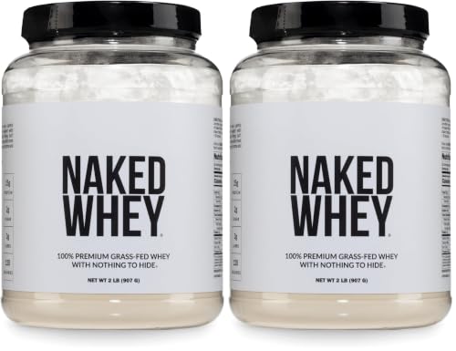 Image of NAKED Whey 2LB 100% Grass Fed Whey Protein Powder - Only 1 Ingredient, Unflavored Whey Protein, NSF Certified, Undenatured, Gluten Free, Soy Free, No GMOs, No Preservatives (Pack of 2)