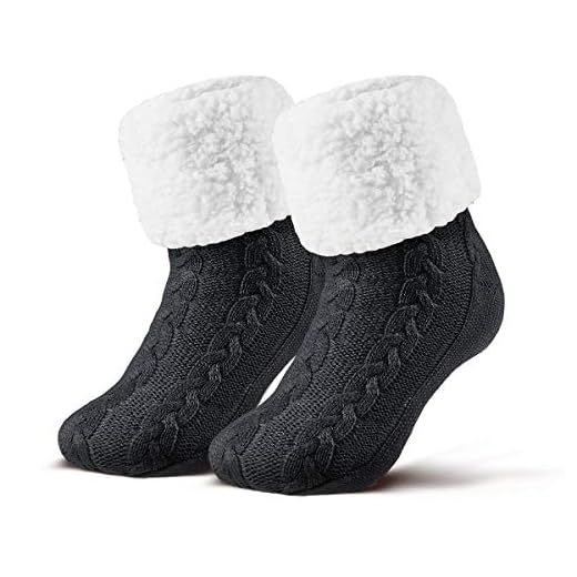 Piarini 1 Paar Kuschelsocken mit ABS Sohle - warme Damen Socken - Wintersocken mit Anti Rutsch Noppen - dicke Haussocken schwarz