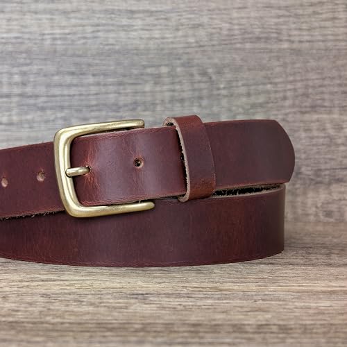 Ashford Ridge Made in England 34mm Full Hide Leather Belt with Brass Colour Buckle3