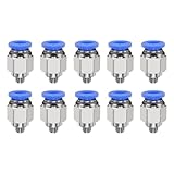 QUARKZMAN 10 Stück Push To Connect Fittings 6mm Rohr Außendurchmesser x 10-32" UNF Gewinde Männlich Gerade Union Fittings Kupfer Schnellverbinder Pneumatik Fittings Blau