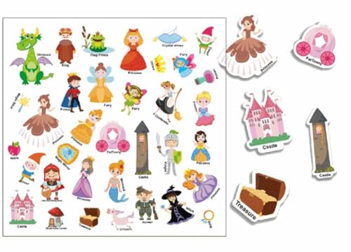 Image of Chocozone 32 Reusable Stickers Book Waterproof Stickers Toys for 2 Years Old Boys & Girls Learning Preschool Educational Book for Kids (Fairy Princess)