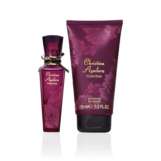 Christina Aguilera – Violet Noir, Set de Regalo, Eau de Parfum 30 ml, Seductora y Sensual con Pomelo Rojo, Flor de Azahar y Rosa, + Gel de Ducha 150 ml, Estuche de Regalo, para Mujer