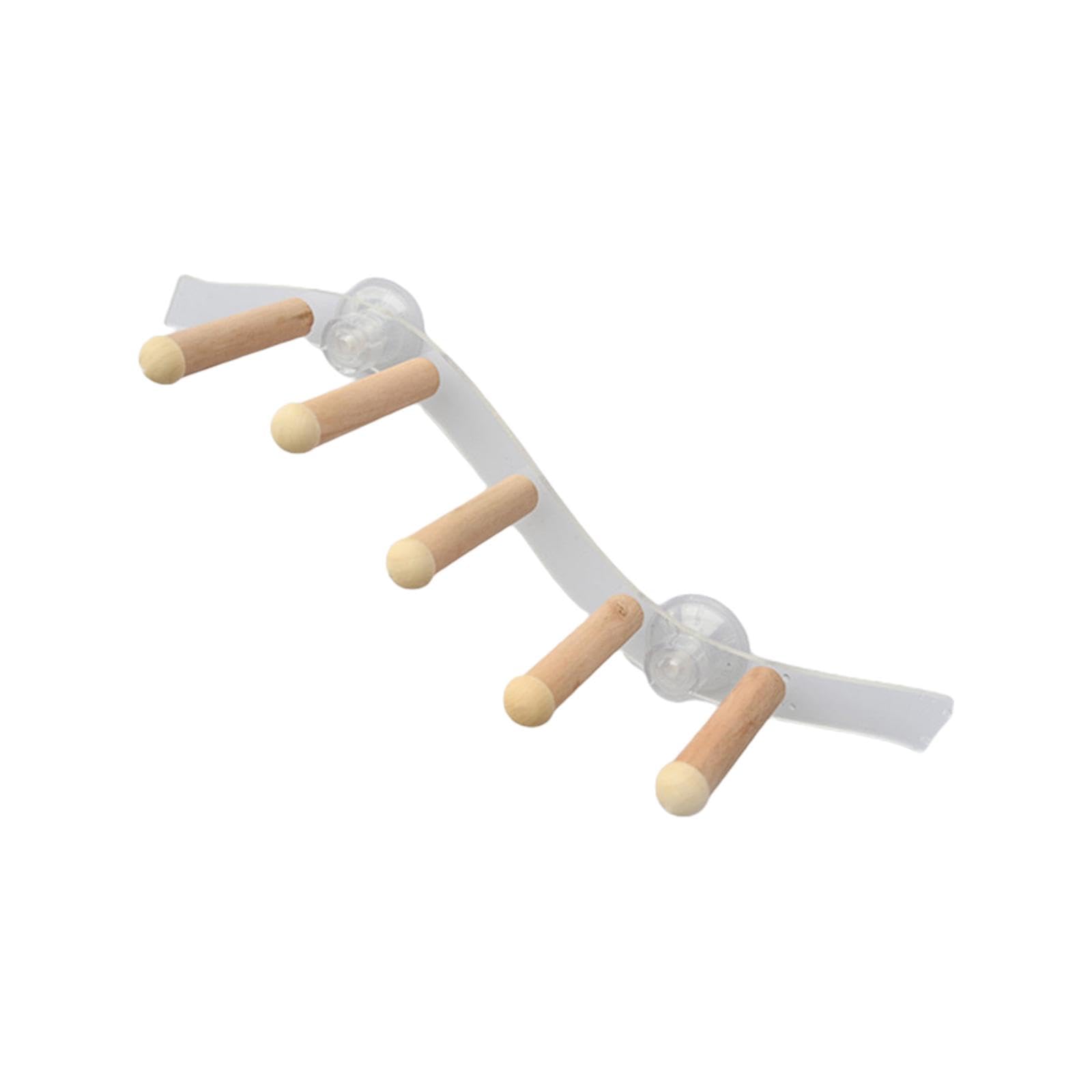 kowaku Suction Cup Wood Perch Toy Window and Shower Perch Toys Cage Accessories Parrot Playstand for Cockatiel Lovebird Budgie style B