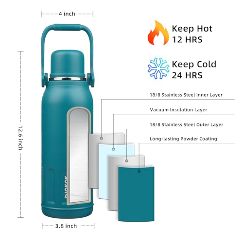 Image of BJPKPK Stainless Steel Insulated Bottle with Handle & Strap, 50oz