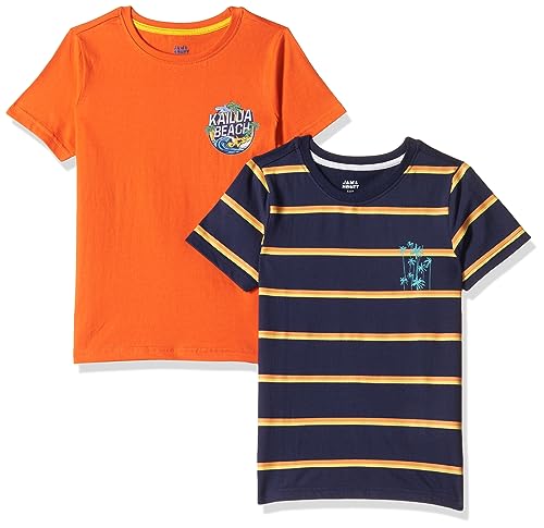 Image of Amazon Brand - Jam & Honey Boys 100% Cotton Printed Half Sleeves T-Shirt | Age 2-12 Years