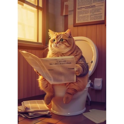 Sanjee DIY Diamond Painting Kits for Adults, Cat Round Full Drill Diamond Dots Paintings 5D Diamonds Gem Art and Crafts for Home Wall Decor 12x16inch