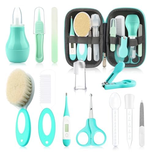 Image of WXA Baby Healthcare and Grooming Kit with Nail Clippers, Scissors, Infant Grooming Kit for Newborns (18 in 1, Green)