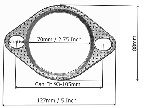 Image of 5 PCS 2.75 inch 2-Bolt Exhaust Flange Gasket Turbo /Manifold /Header Down /Dump Pipe Flange, High Temperature Graphite for Headers, Catback, Axleback, MLSG High Temp Exhaust Gasket