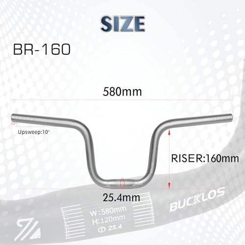 Bucklos QQUS-700604-BR160-SILVER 25.4 Mountain Bike Handlebars thumb #2