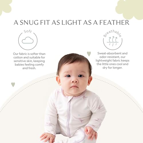 Image of Bamboo Little Soft Baby Footie Pajamas, Baby Clothes, Newborn Sleepers, 95% Viscose and 5% Spandex, 0-24 Months