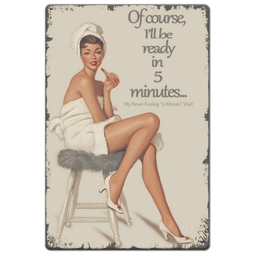 SUPERDANT Enseigne Métallique Femme Affiche Métal Art Mural Fantaisiste Plaques en Étain Peinture Salle de Bain Salon Chambre Bar Garages Restaurant...